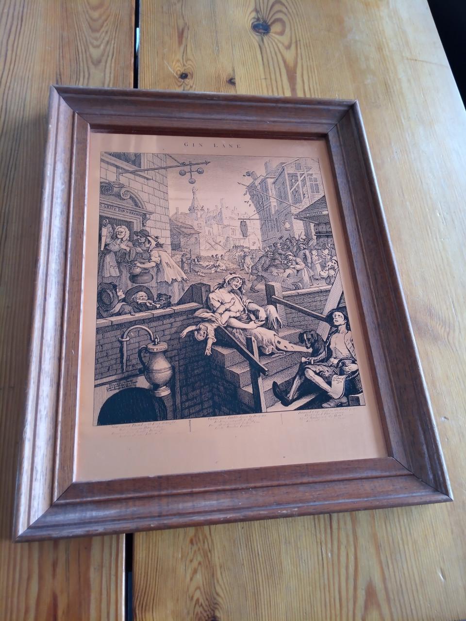 Vintage Koper Ets GIN LANE William Hogarth 1751