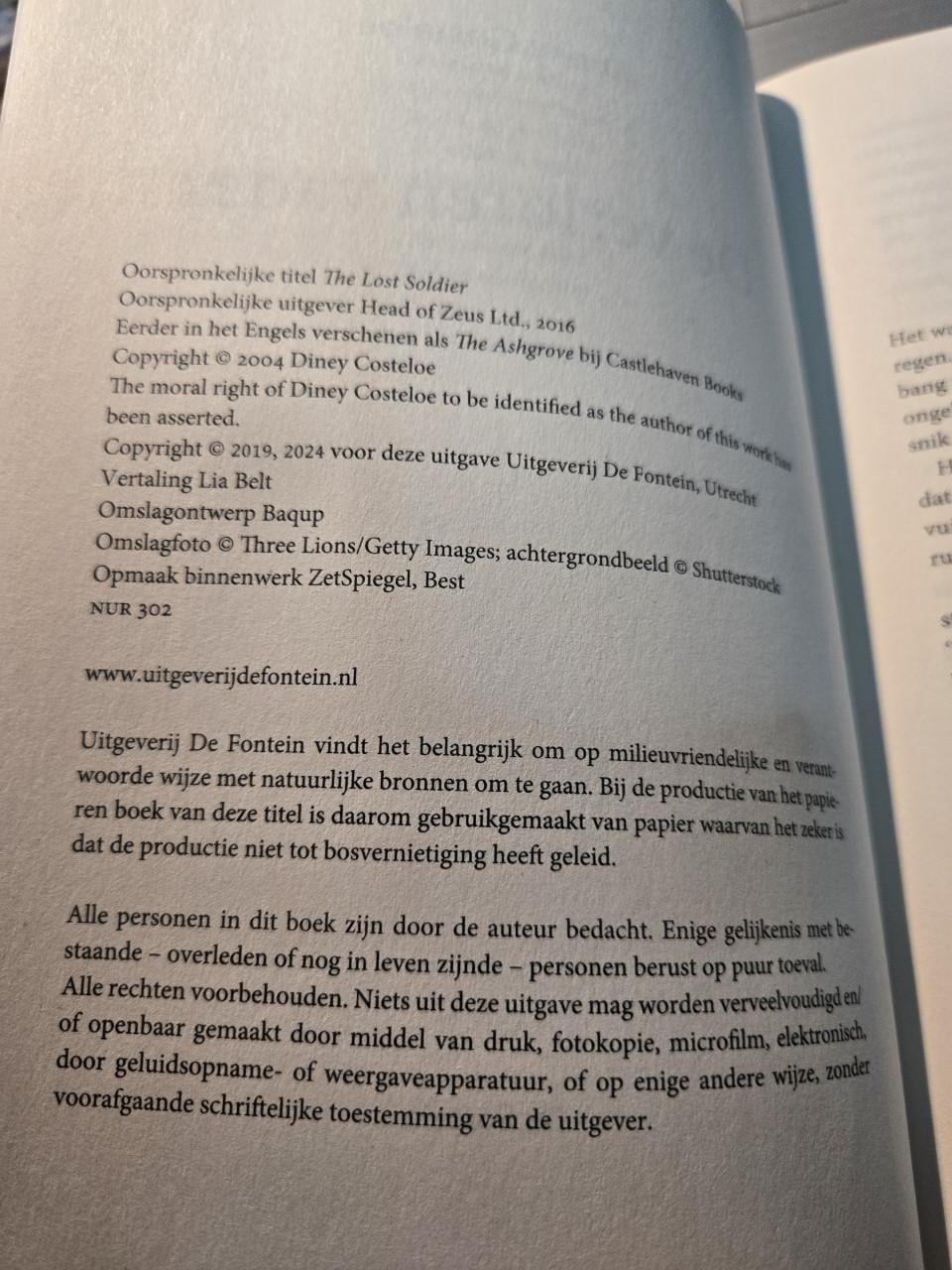 Boek "De verloren vader" geschreven door Diney Costeloe.  2024