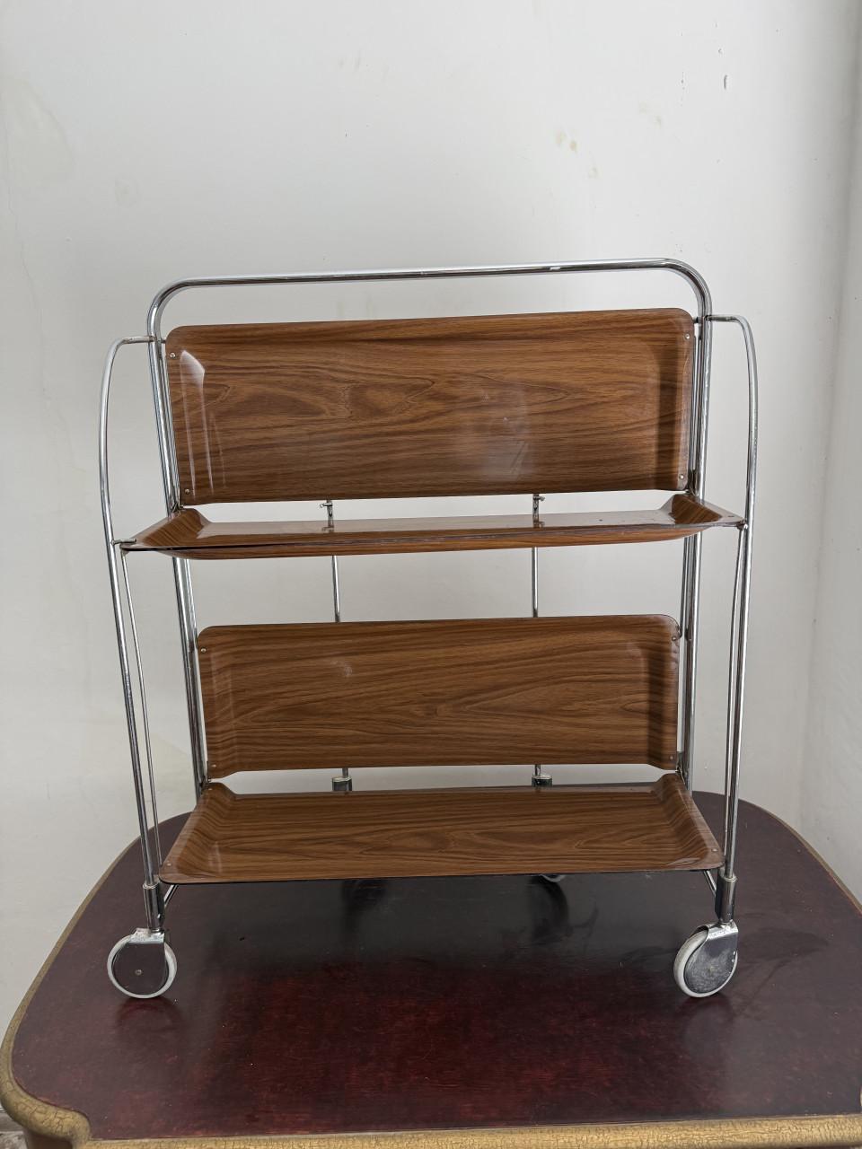 Vintage Dinetti theekarretje – Bruin met metalen frame