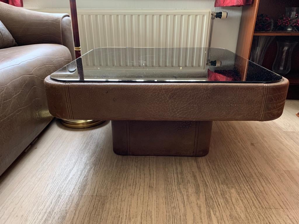 Vintage De Sede DS 47 lederen 2-zits bank + bijhorende tafel