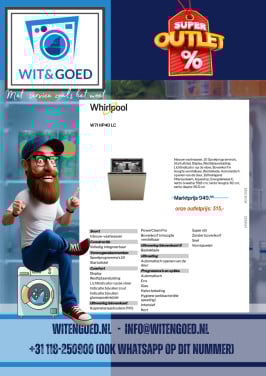 Whirlpool inbouw vaatwasser (Outlet/nieuw)