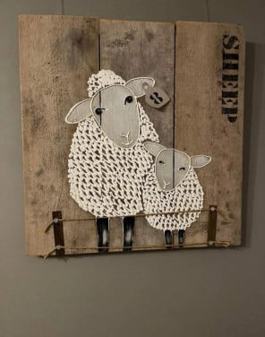 Steigerhout schilderij schapen 60x60
