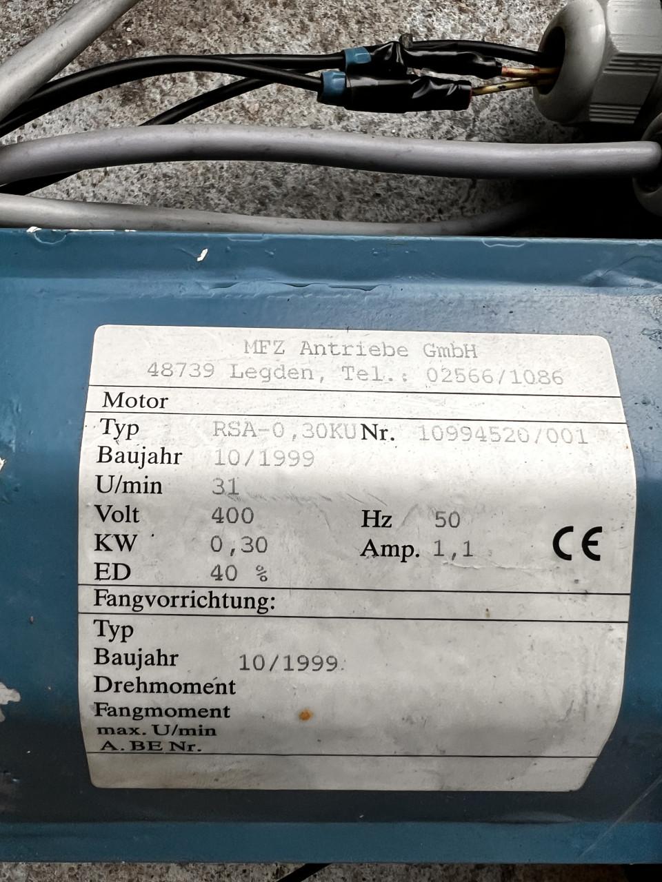 MFZ Antriebe industriële aandrijfmotor 400V met tandwielkast (poort/deur)