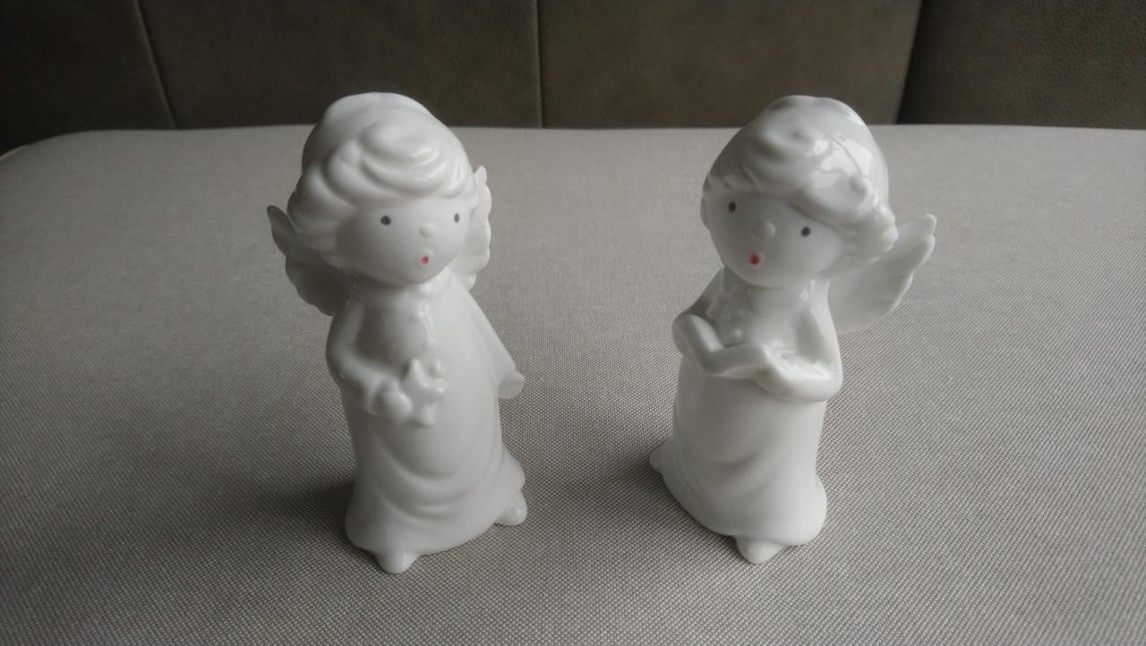 Set porseleinen engeltjes kerst h 12 cm