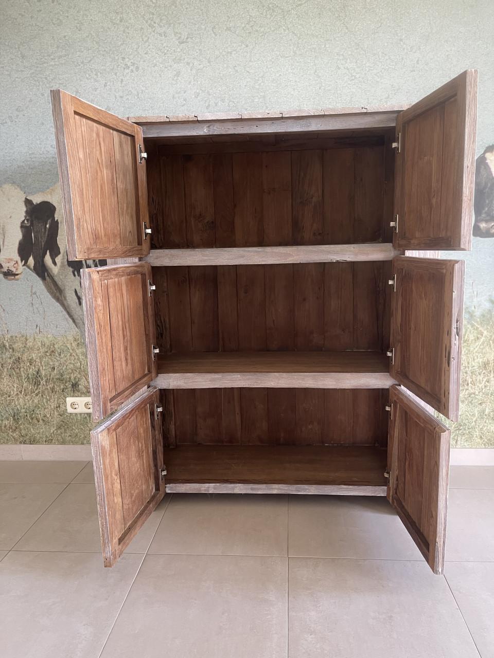 Eetkamer set massief gerecycleerd teak – modern landelijk – whitewash