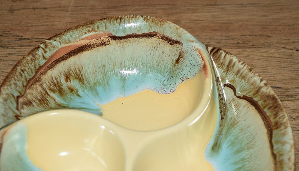 Keramisch art deco schaaltje - Vintage drip glaze