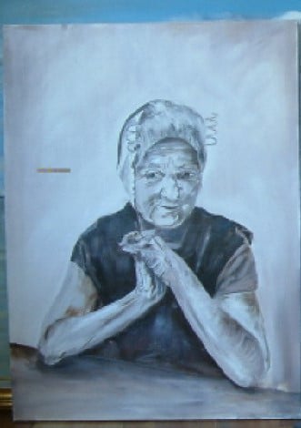 Portret vrolijke gezichten en minder vrolijk  Jac Caljouw schilderijen