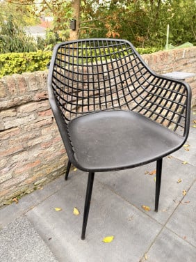 6 Zwarte webbing tuinstoelen