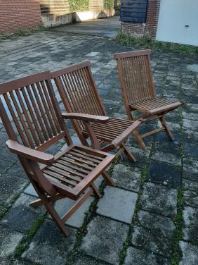 Tuinstoelen hardhout 3stuks