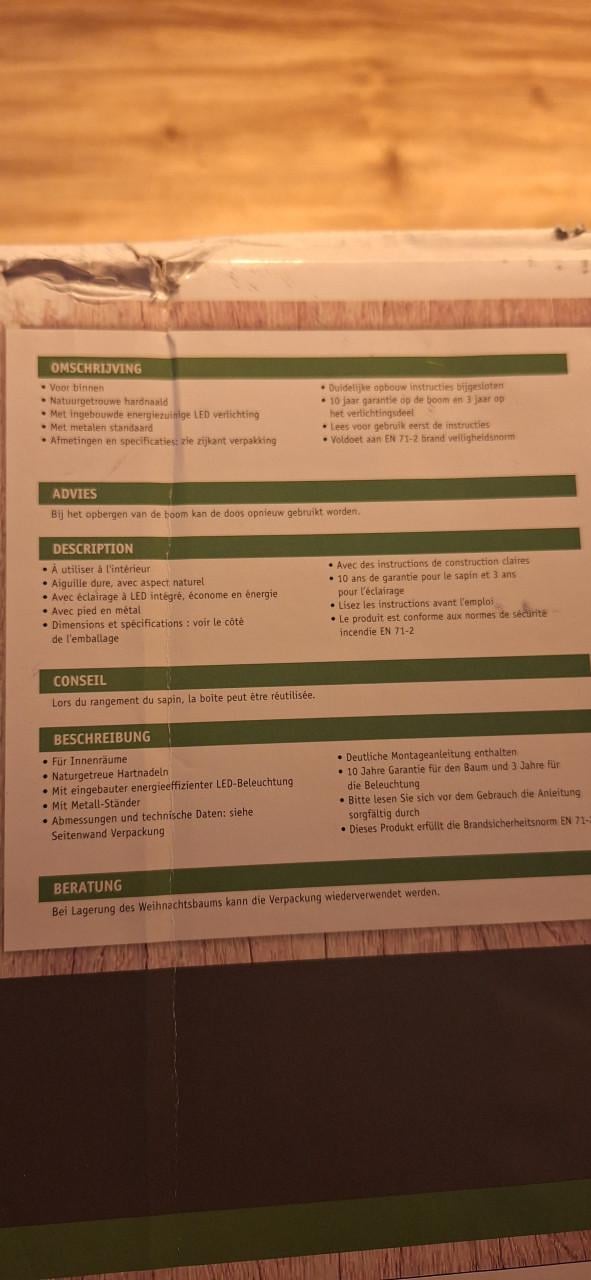 Kunst kerstboom 1m30 met ingebouwde ledlampjes