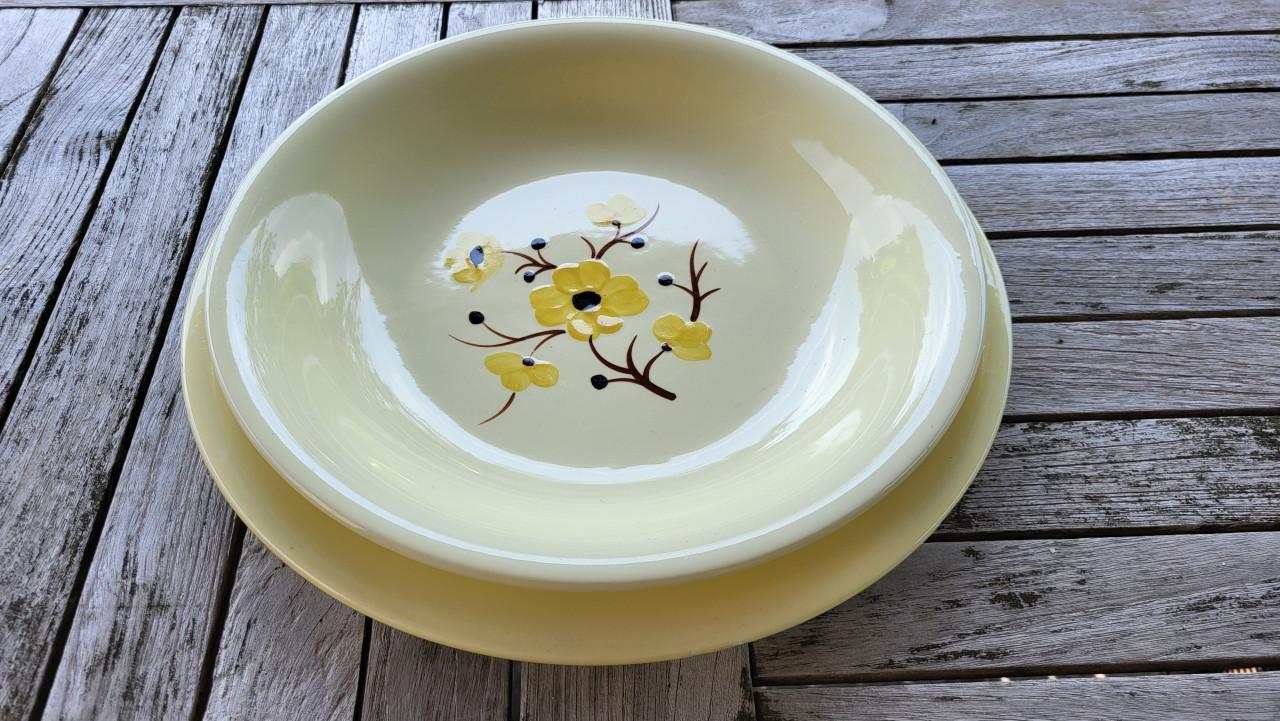 Set van 2 vintage Franse schalen Salins servies Catherine