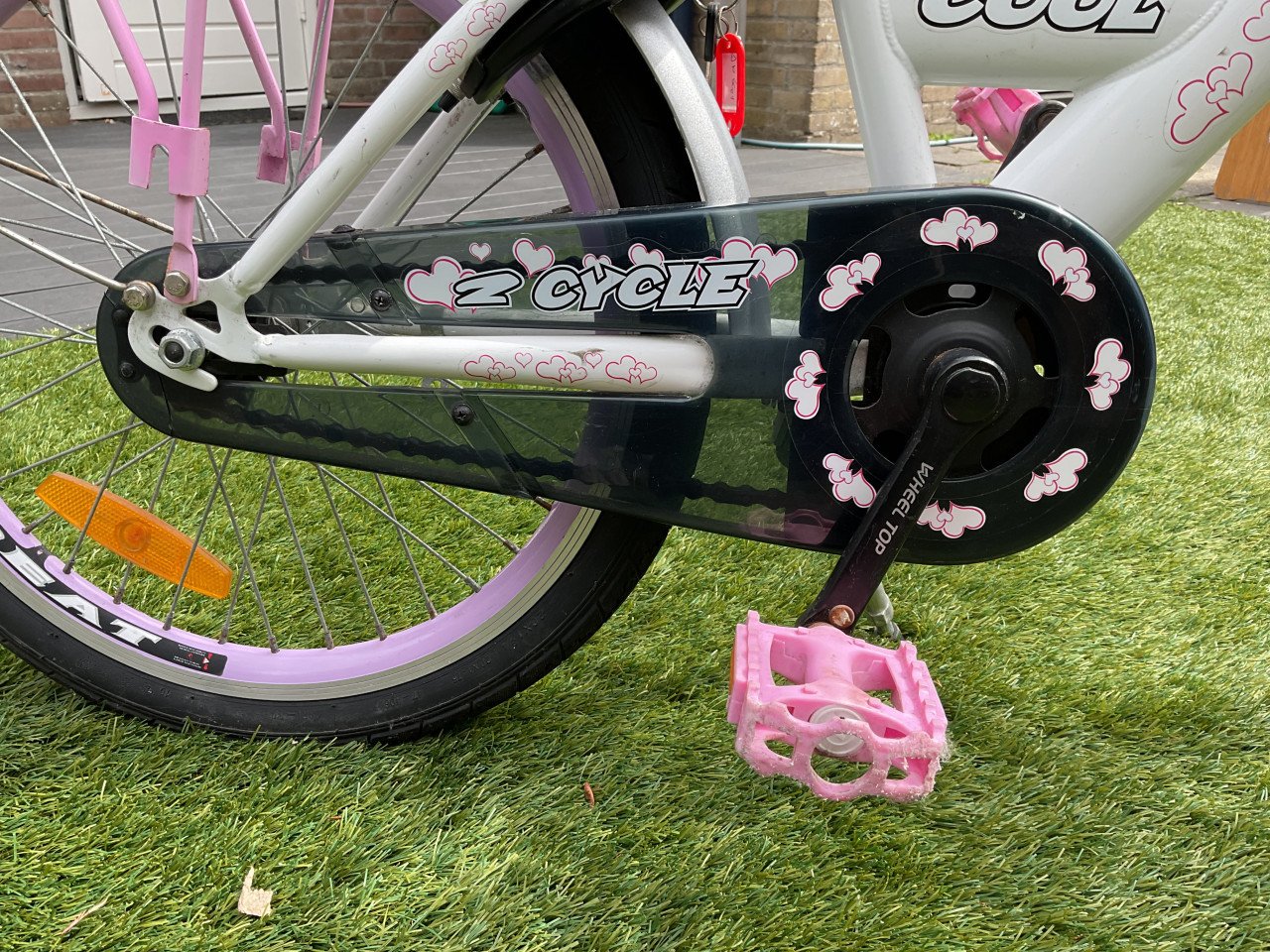 Meisjesfiets, 20 inch, rose en wit,Cool crazy
