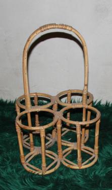 Vintage rotan flessenrekje hoogte 42cm 24cmx24cm