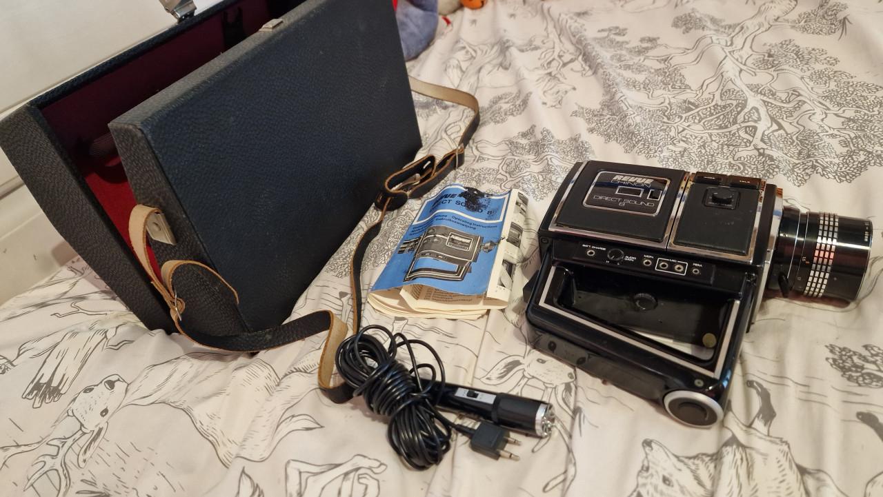Vintage Revue Chinon Direct Sound 8 filmcamera, compleet met originele koff