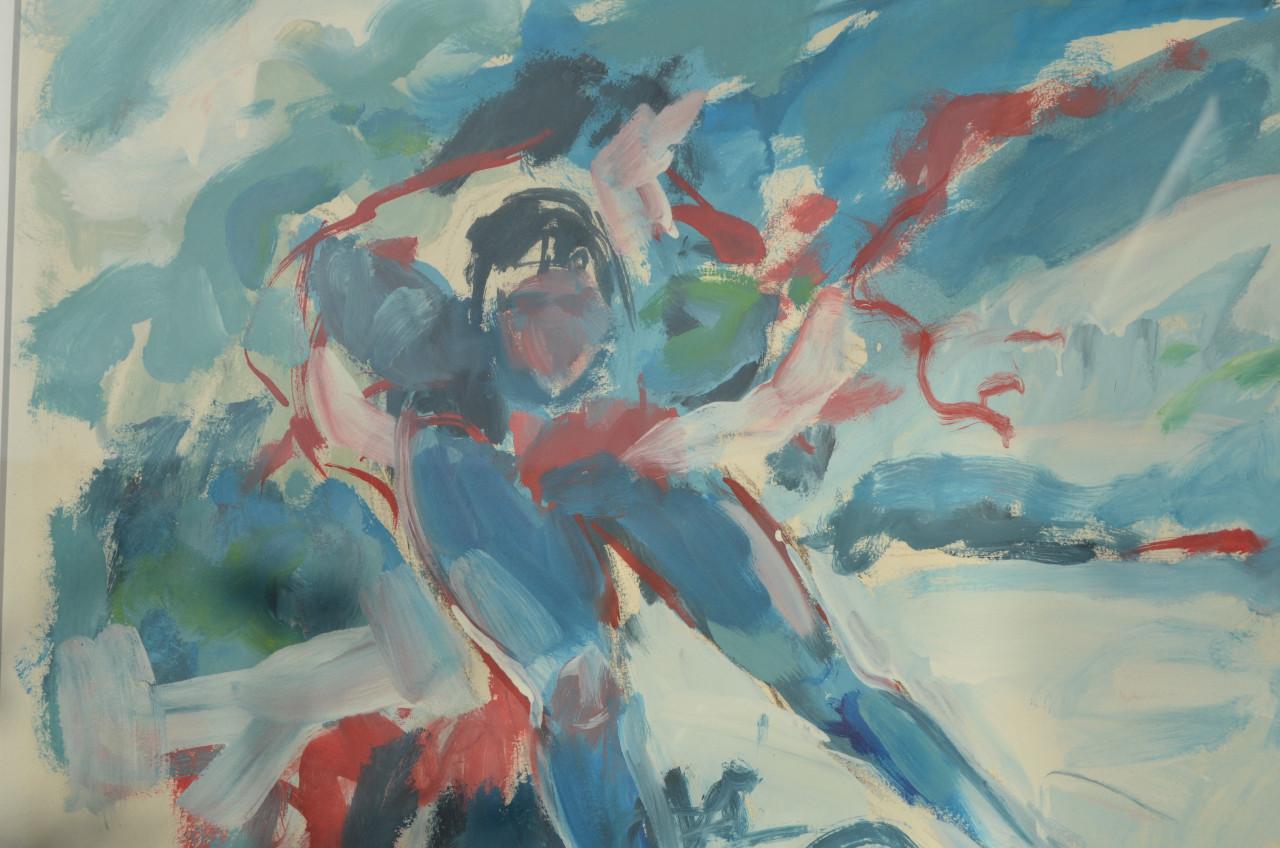 Groot schilderij Karl Willard 'De Schaatser' 1987