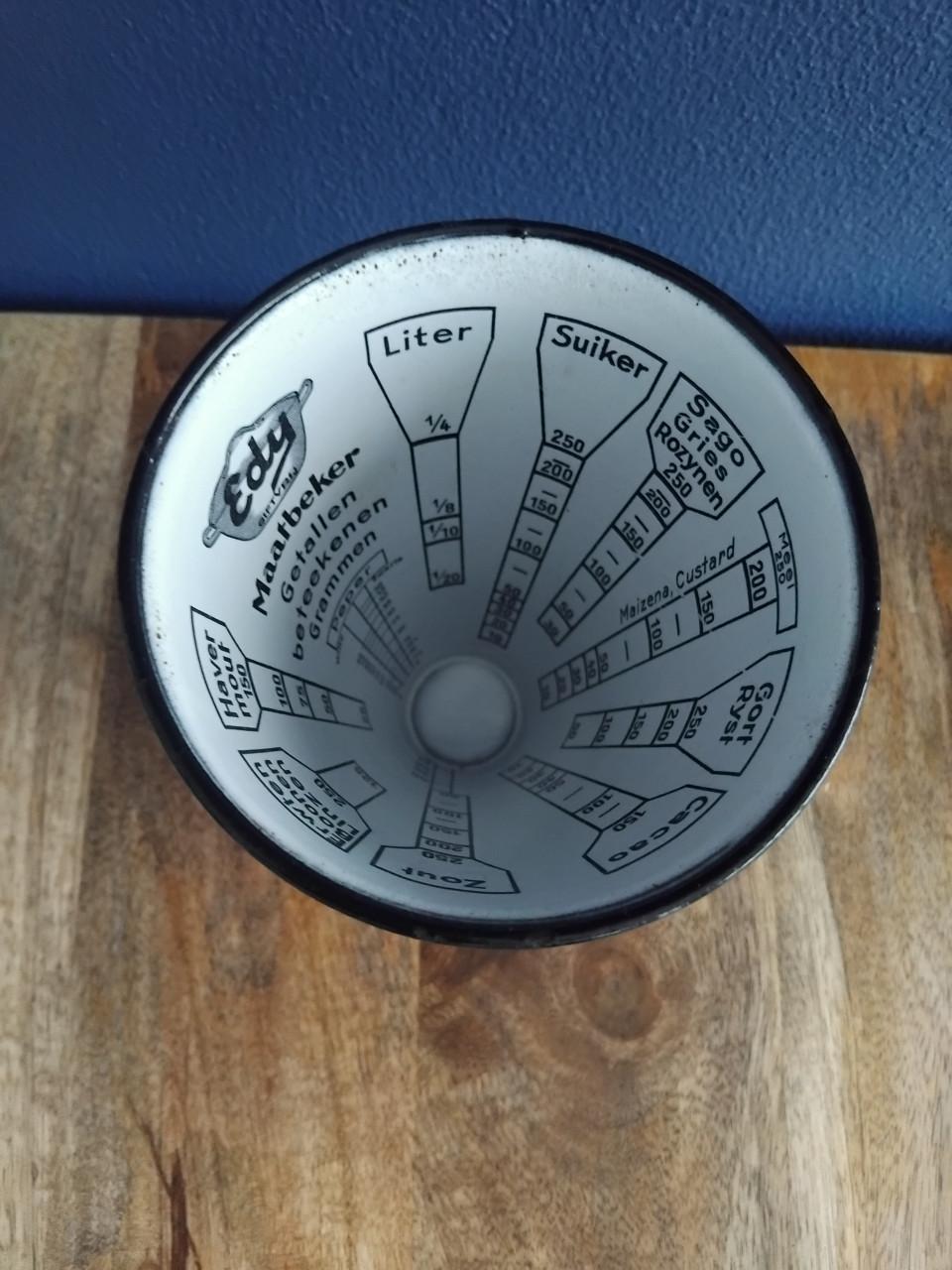 Emaille Vintage Edy maatbeker Petrolblauw