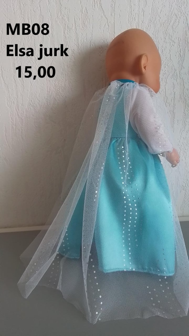 Baby born / babyborn Elsa jurk. Opbrengst KiKa. Poppenkleertjes.