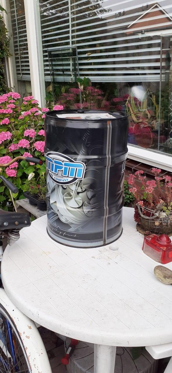 Tuintafel 1x2m TAFEL & eiken-blad met 2x Olievat