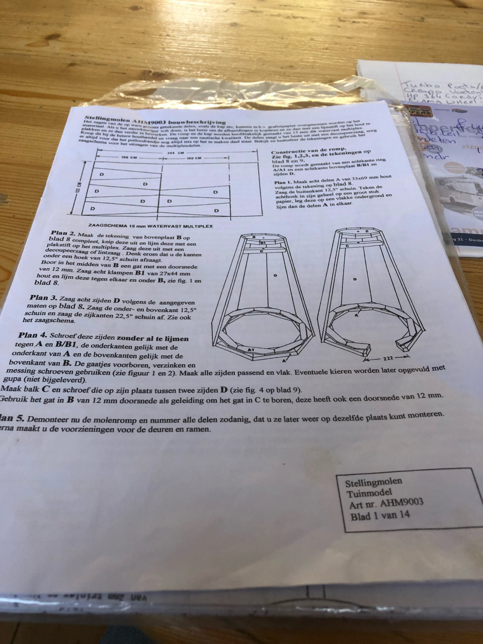 Modelbouw tekening stelling molen