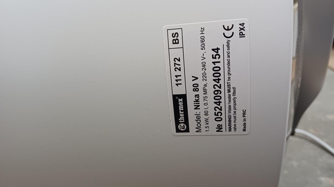 80L boiler 1500Watt droge weerstand