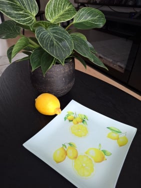 Handversierde schotel "lemon"
