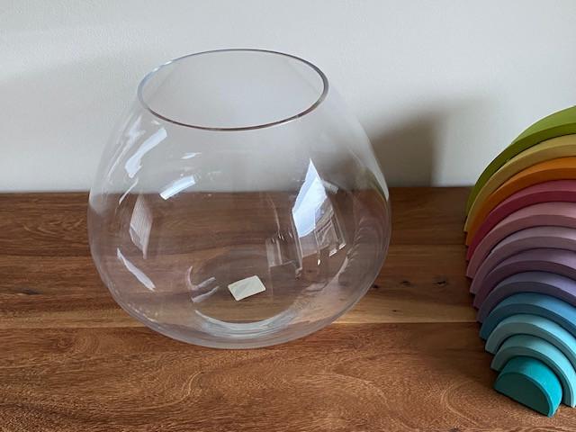 Mooie glazen vaas/ windlicht van dik glas