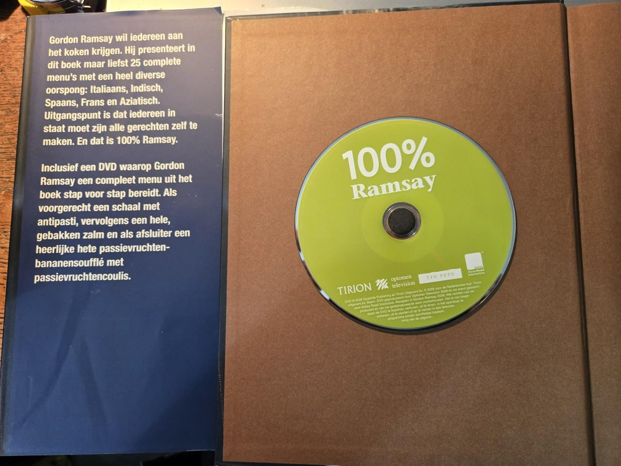 Kookboek 100% Ramsay) van chef-kok Gordon Ramsay.  Incl. DVD 2006