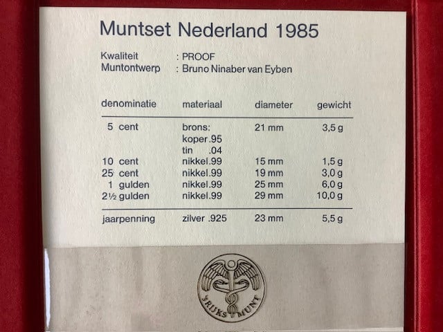 Nederland , Proofsets 1983 t/m 1987 met zilveren jaarpenning.