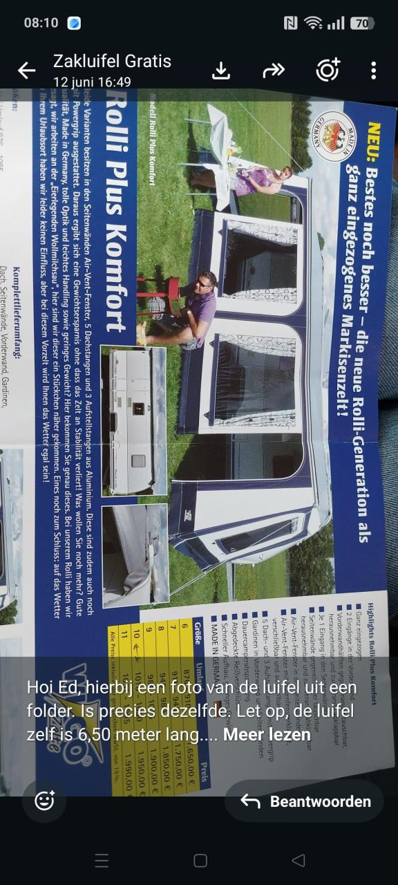 Zakluifel 6 meter plus voortent