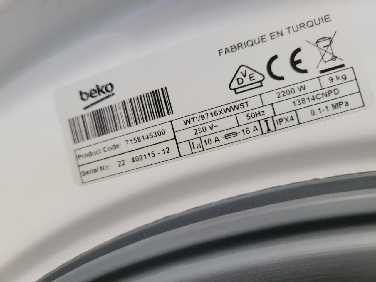 Beko wasmachine 9kg als nieuw