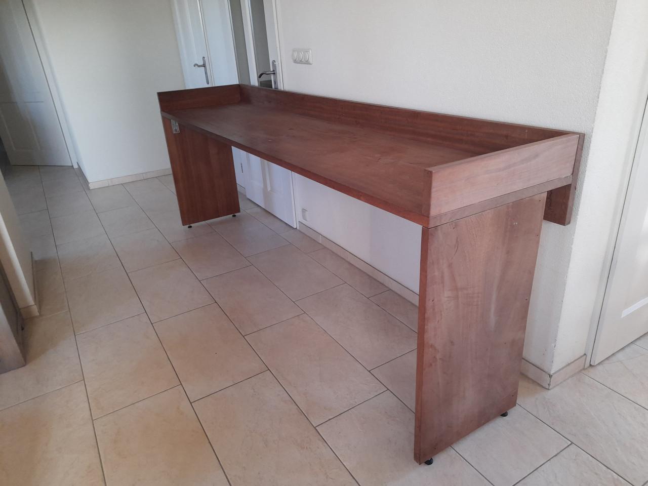 Massief hard houten Werkbank / plank  260 x 58 x 3 cm dik blad (i.g.st.)