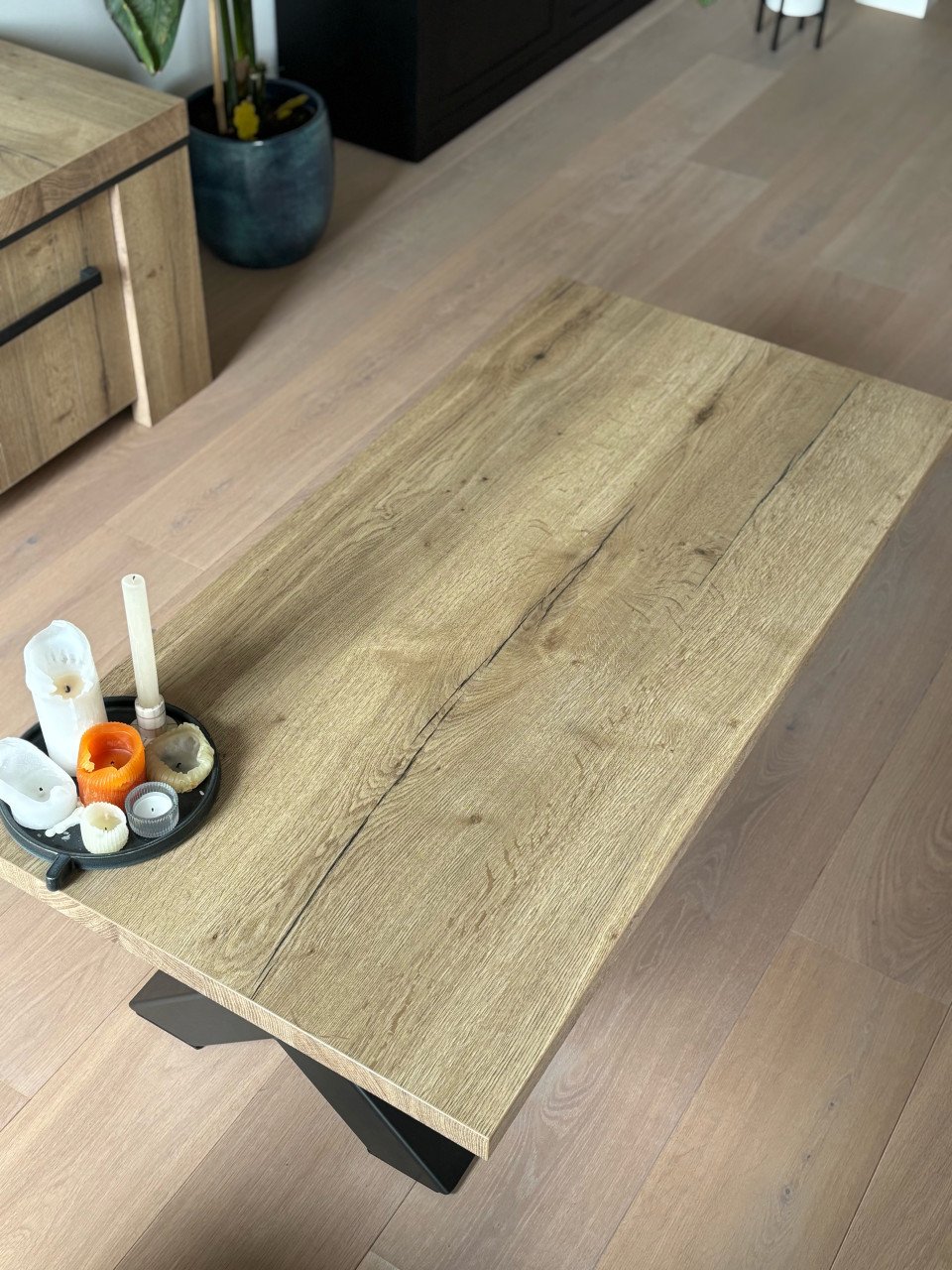 Salontafel poot X hout 135cm