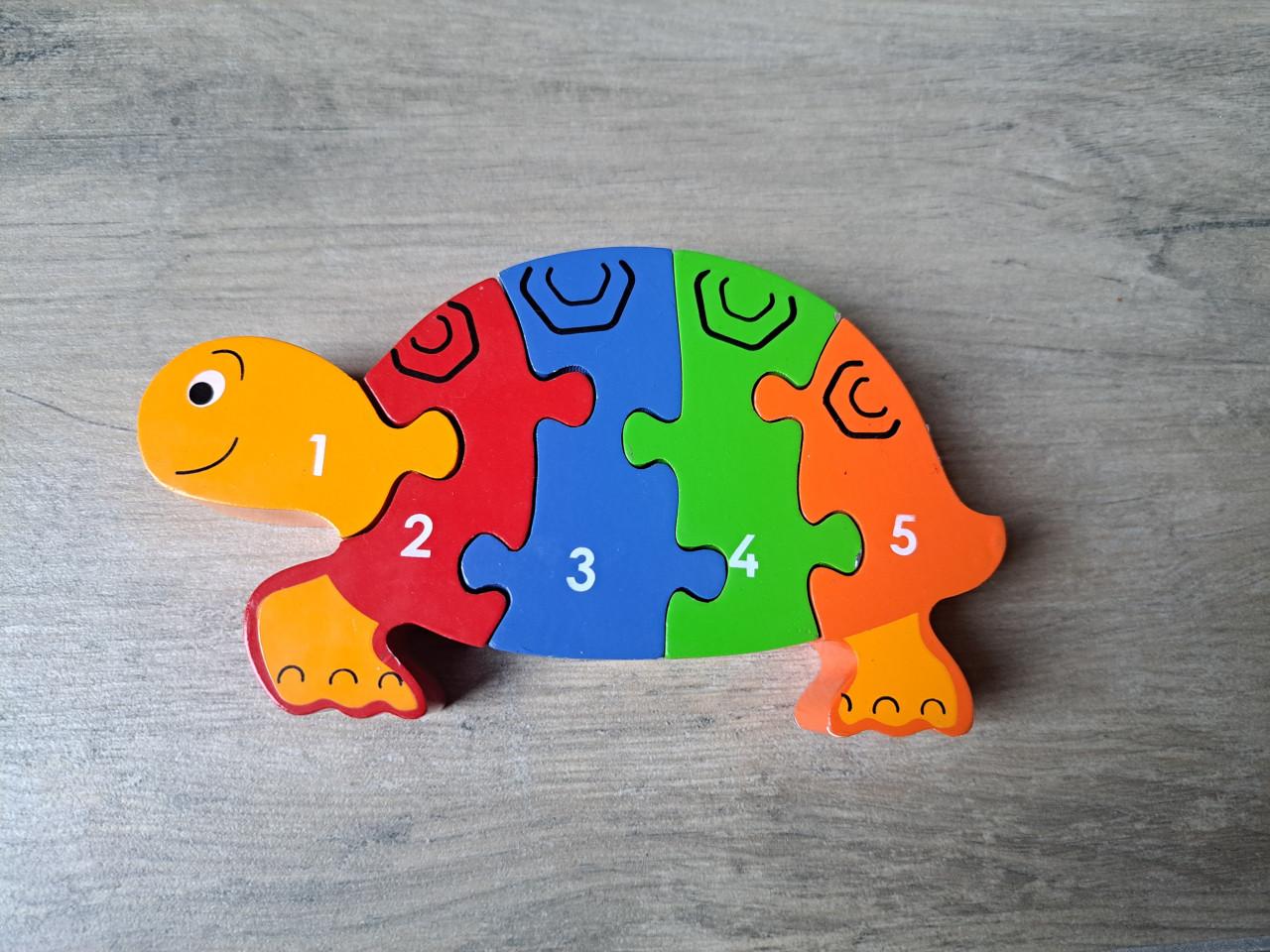 Schildpad houten cijfer puzzel