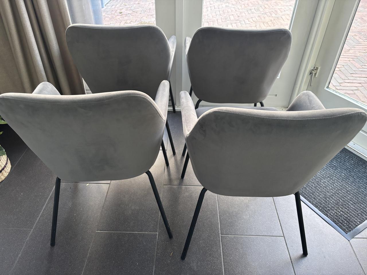 Vtwonen eetkamerstoelen fluweel antraciet