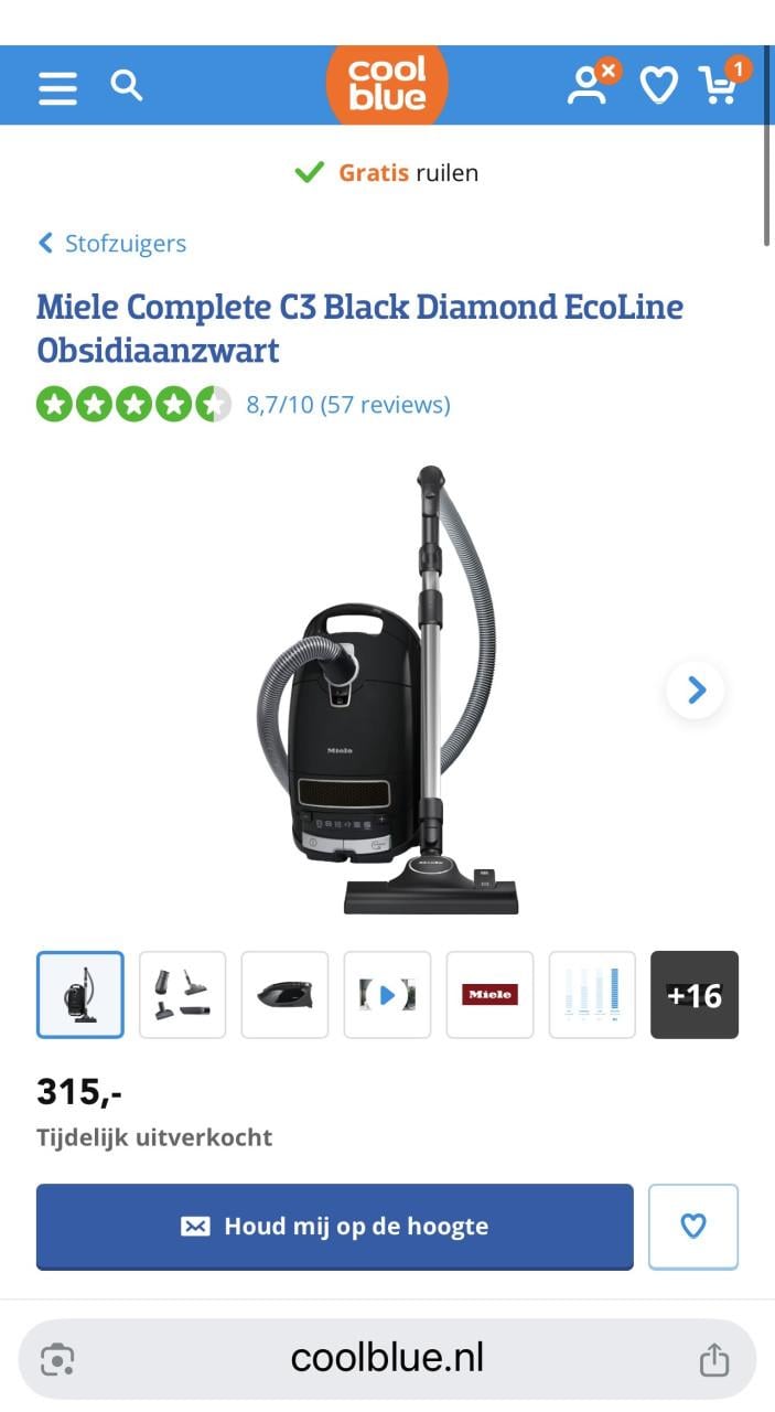 Miele Complete C3 Black Diamond EcoLine Obsidiaanzwart Stofzuiger