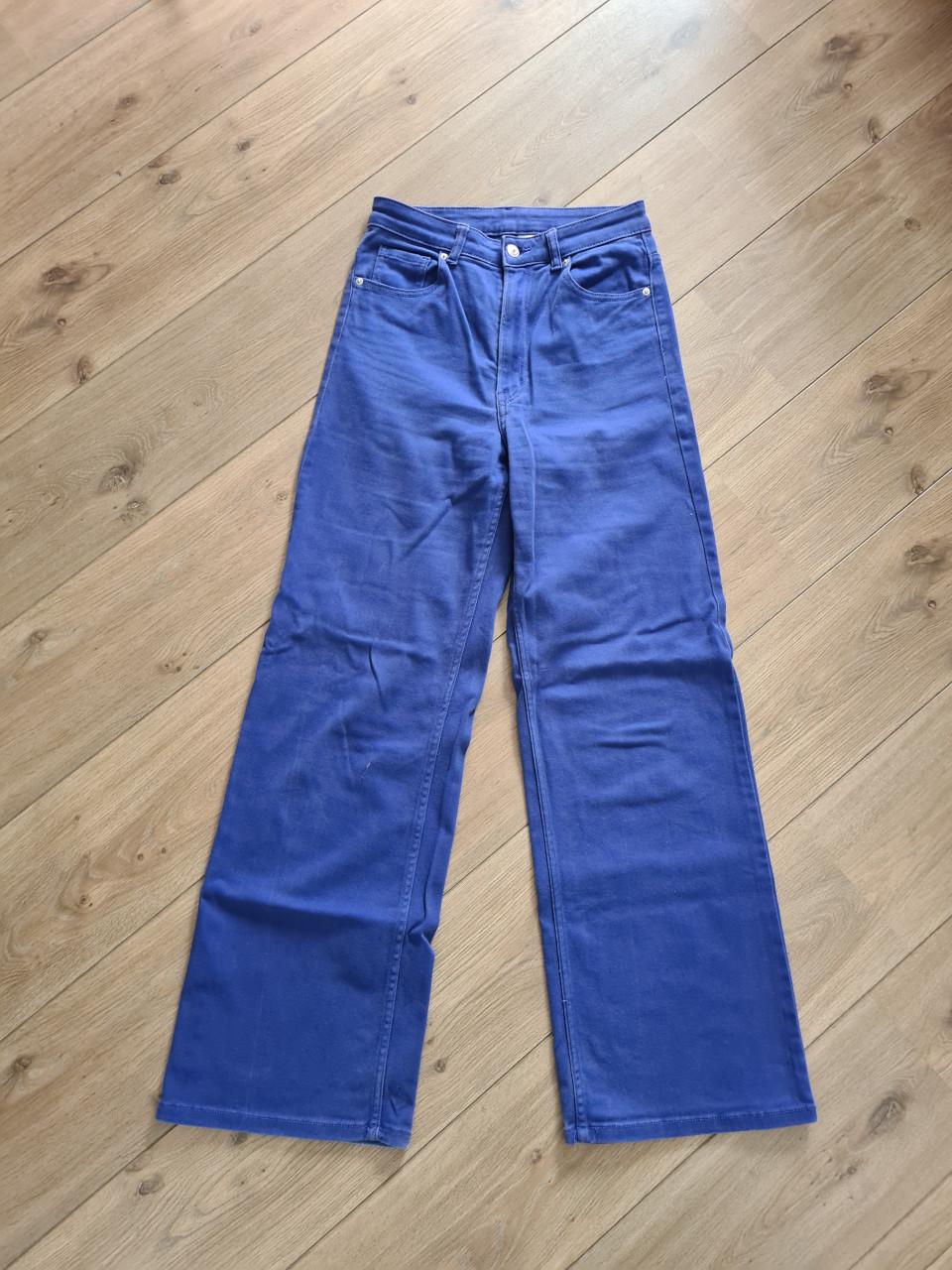 Kobalt blauwe spijkerbroek wijde pijpen Maat 38
