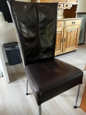 4 Leren eetkamer stoelen
