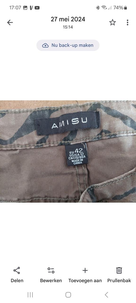 Khaki/groen dames jeansrokje mt 42 Amisu