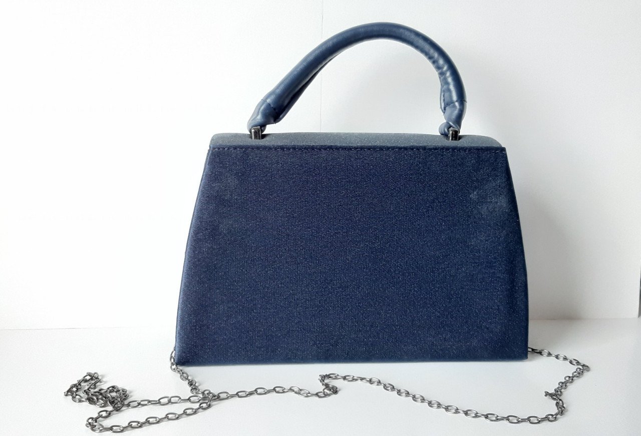 Bulaggi clutch - Schoudertas - Satijn- Glitter - Donkerblauw