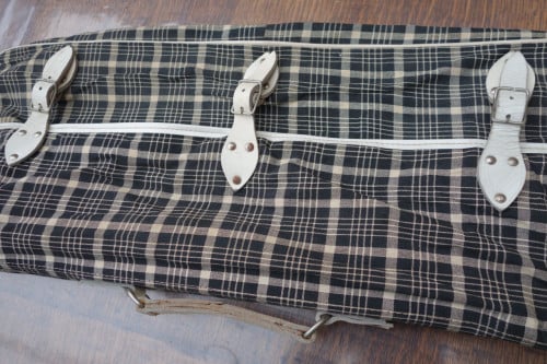 Originele katoenen vintage geruite tas voor tennisracket