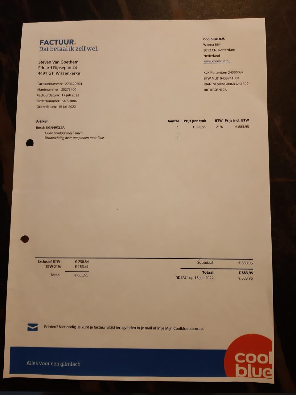 Bosch koel-vries combinatie