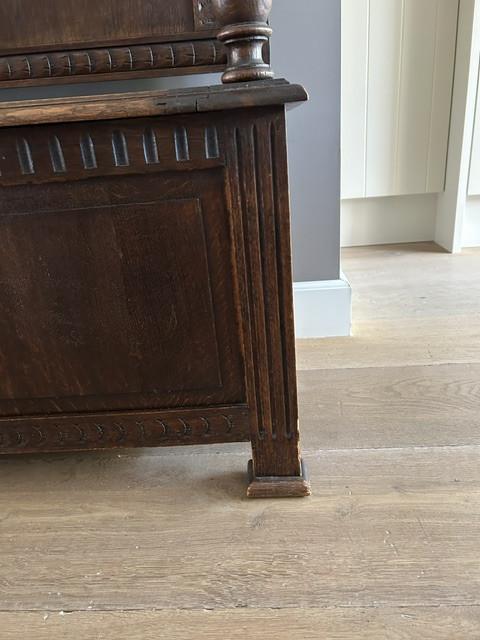 Antieke houten halbank / kistbank