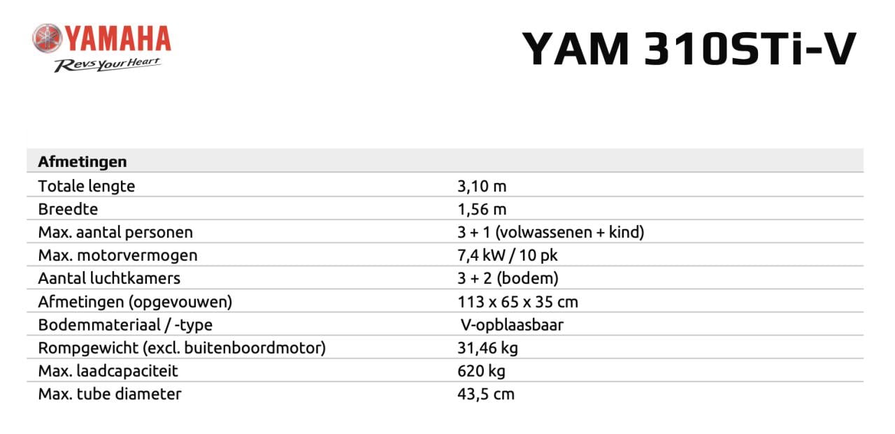 YAMAHA 310STi-V Rubberboot
