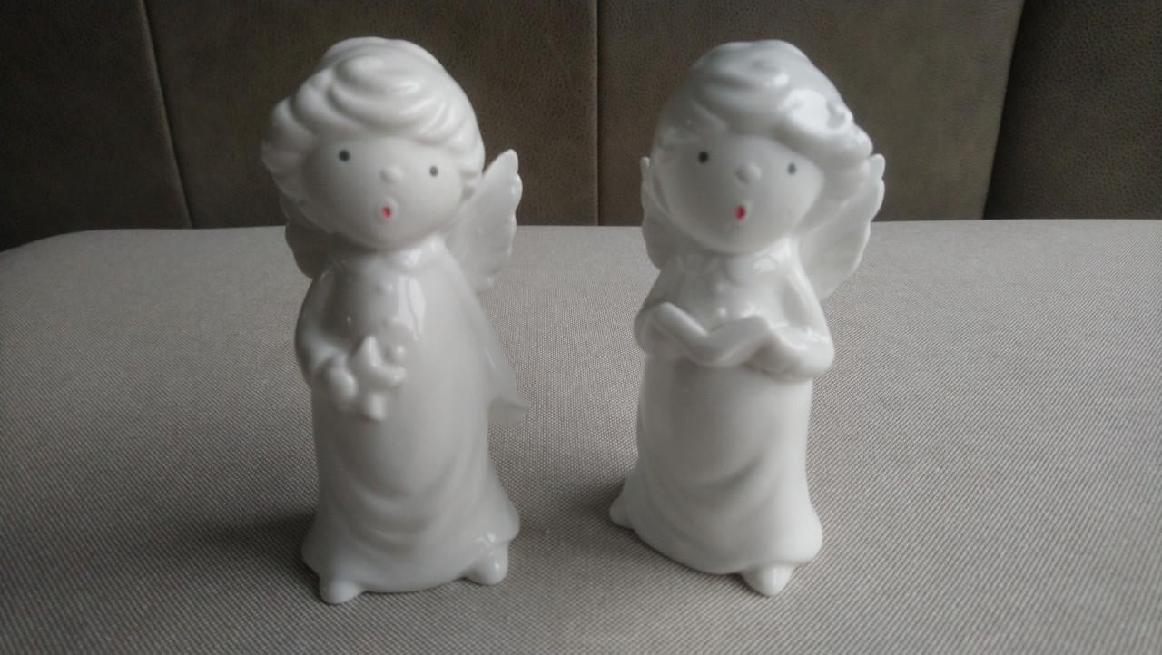 Set porseleinen engeltjes kerst h 12 cm