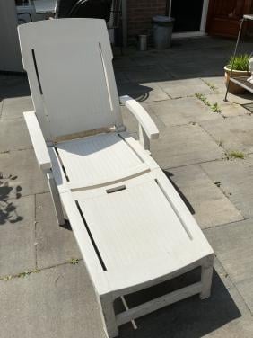 2 ligstoelen met kussens
