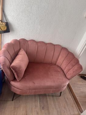 Zitbank oud roze velvet AQ Living