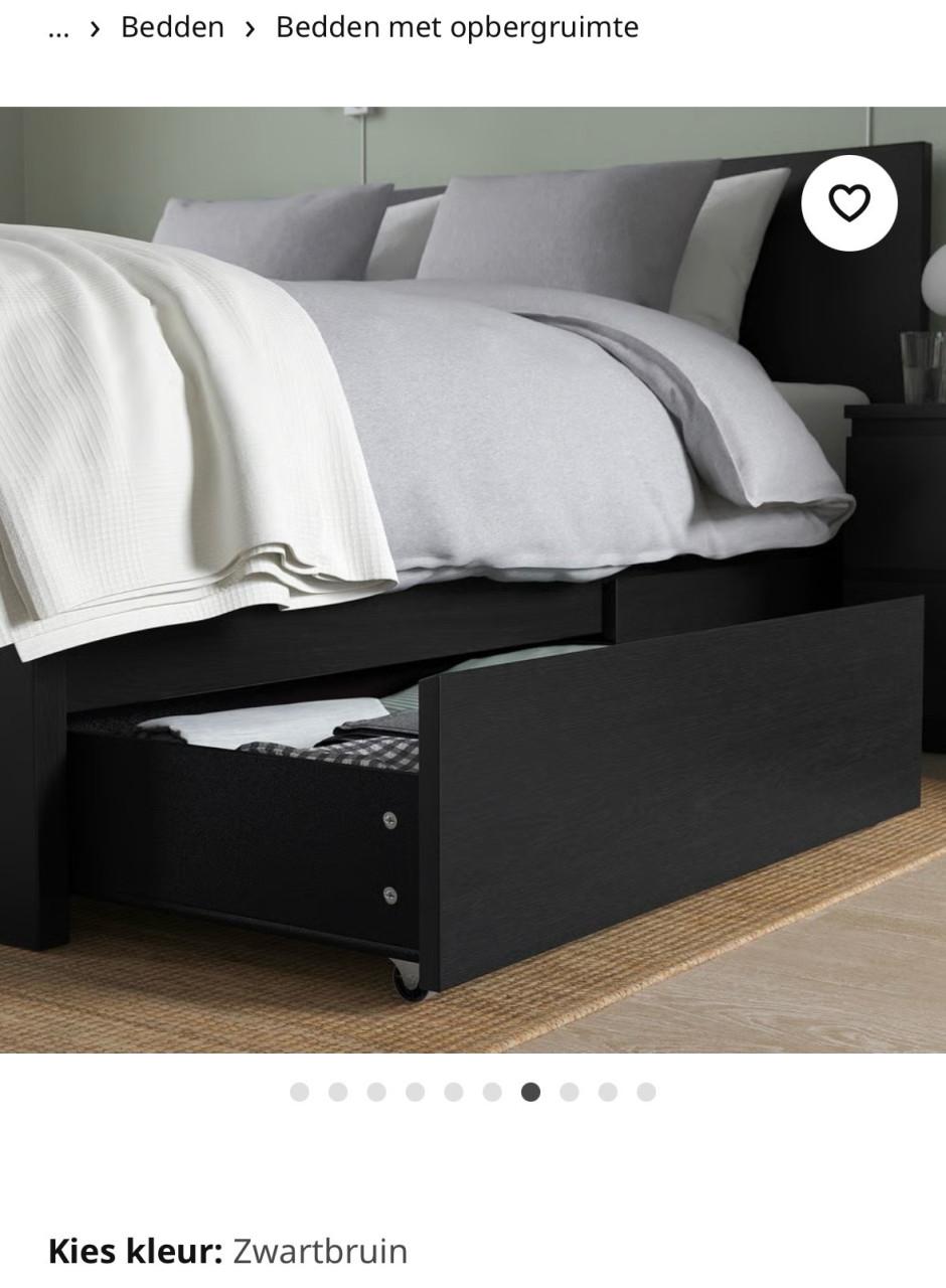 Ikea MALM bedframe en bedlade 180x200 zwartbruin