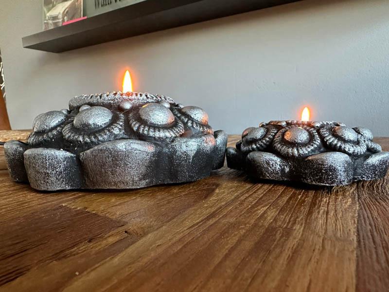 AAN-bieding - waxine houder Zeeuwse knop kleur zwart - zilver