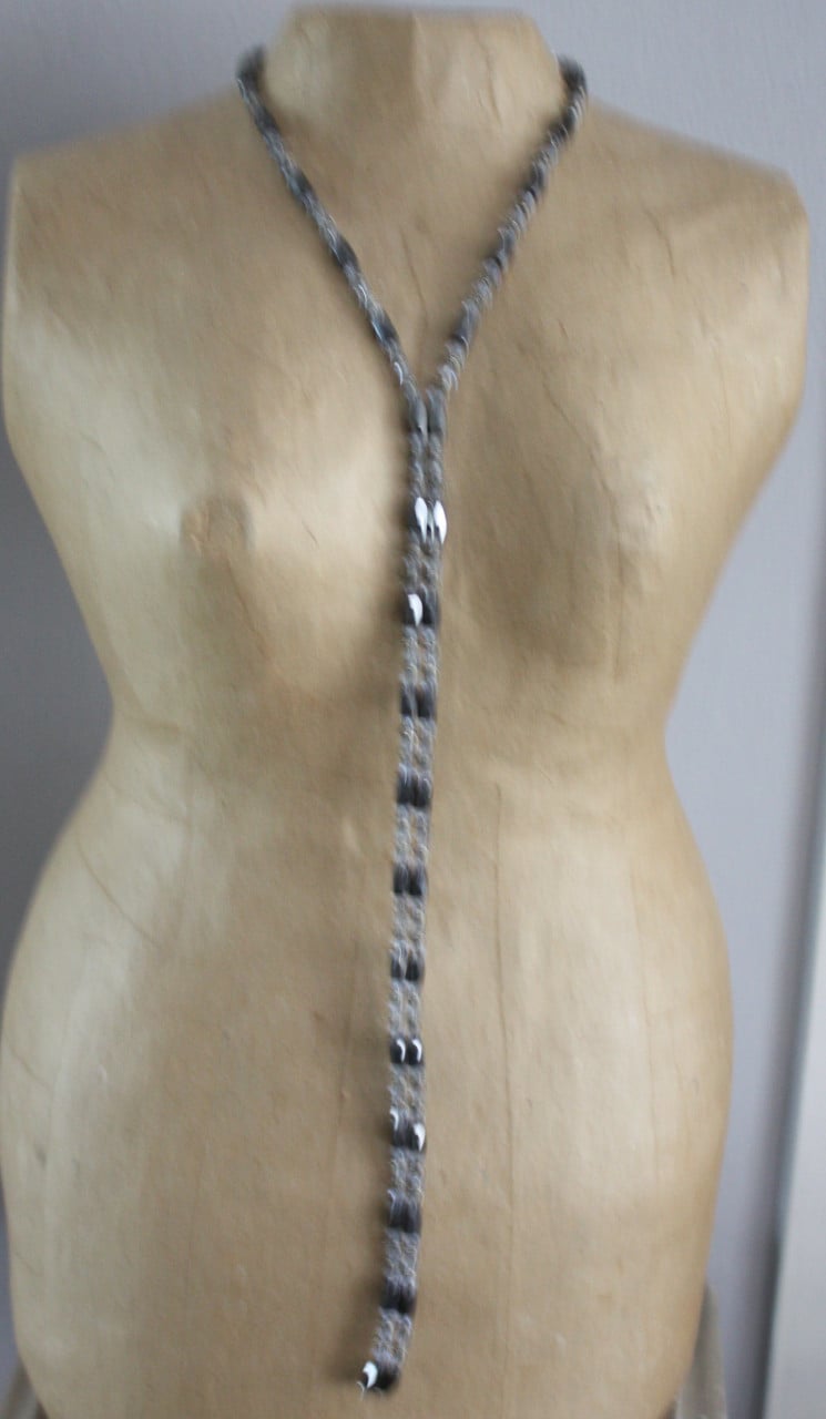 Magneet ketting-armband grijze kralen