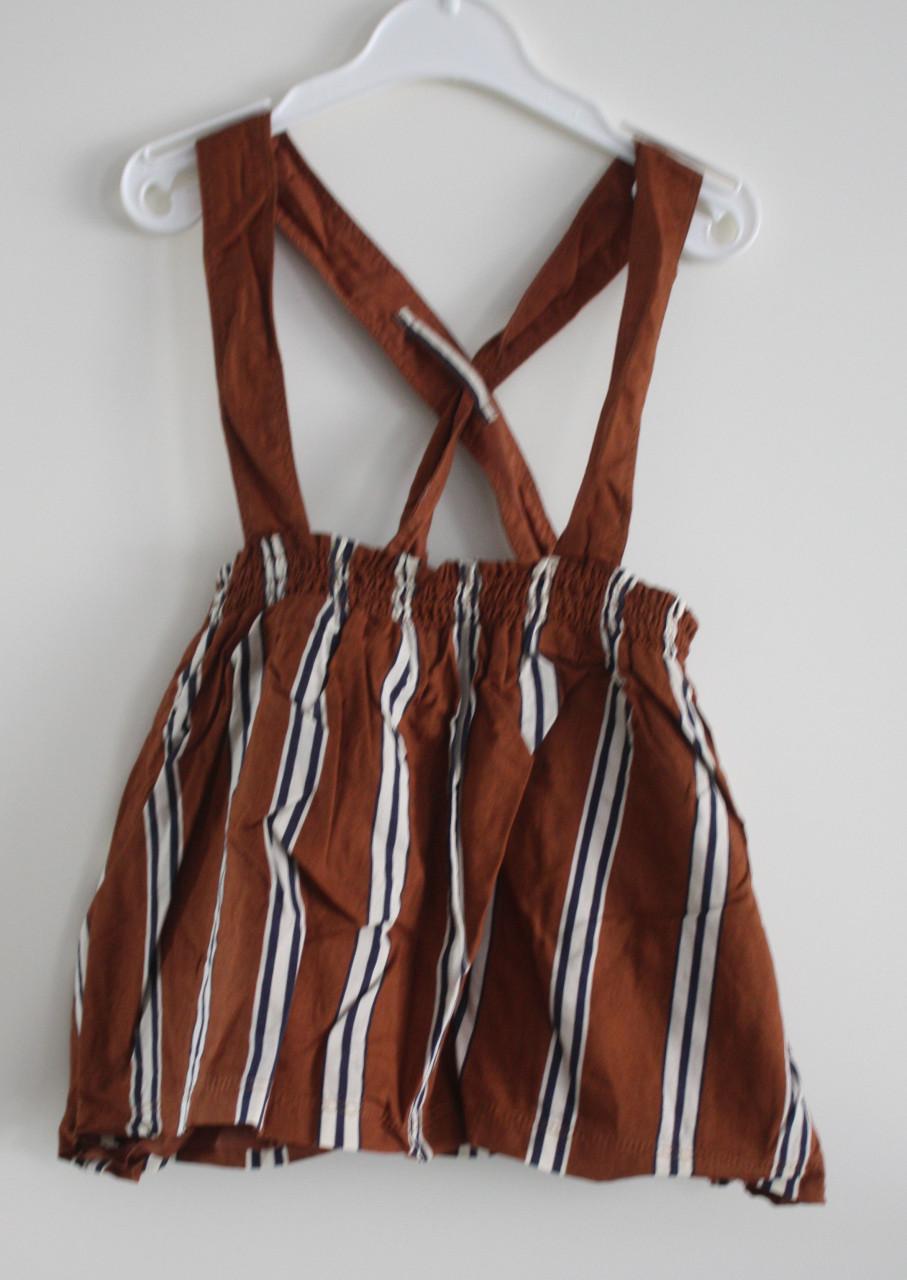 Tuinrokje bruin gestereept  maat 80